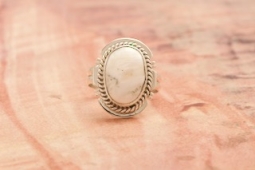 Native American Jewelry White Buffalo Turquoise Sterling Silver Ring